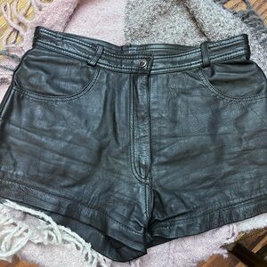 Women's Black Leather Shorts